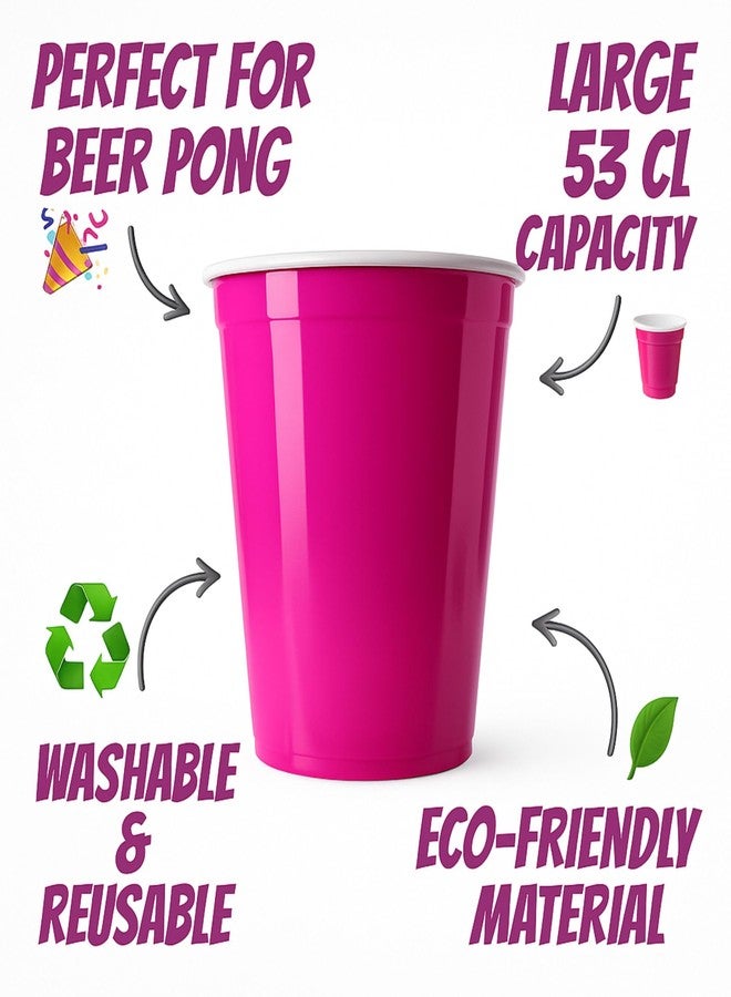 تيكلز مجموعة تيكلز من 20 كوبًا، أكواب بيرة بونغ مع مجموعة كرات بينغ بونغ مجانية، أكواب شرب سهلة الإمساك وقابلة لإعادة الاستخدام للحفلات، مناسبة للشاي المثلج، والبانش، والكوكتيل، وألعاب الأزواج والسيدات (اللون: وردي داكن، الحجم: 475 مل) - Image 3